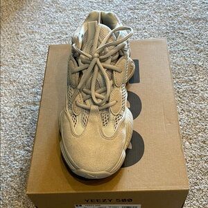 Yeezy Tan Athletic Shoes with Suede Finish